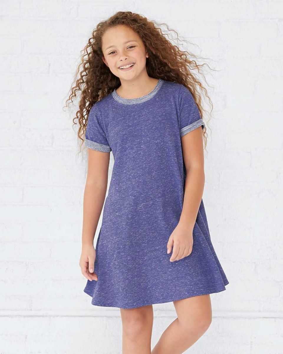 LAT APPAREL - Girls' Melange French Terry Dress - 2679
