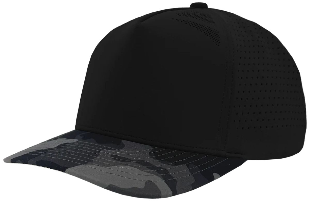 ZAPPED HEADWEAR - 5 Panel Medium Profile Premium Perforated Snapback - BLACKHAWK Elite